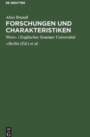 Cover of Forschungen Und Charakteristiken