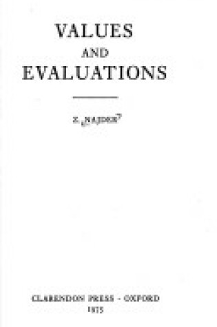 Cover of Values and Evaluations