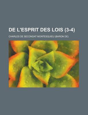 Book cover for de L'Esprit Des Lois (3-4)