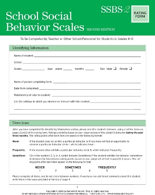 Book cover for School Social Behavior Scales  Rating Scales