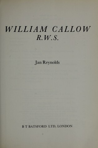 Cover of William Callow, R.W.S.