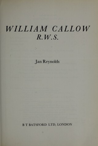 Book cover for William Callow, R.W.S.