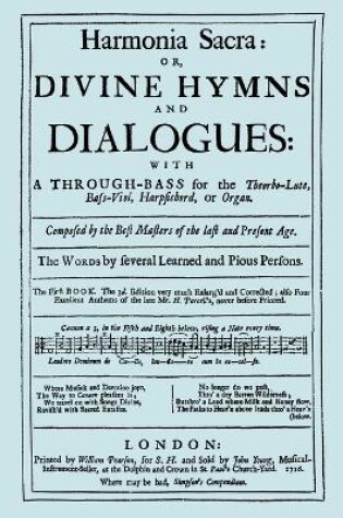 Cover of Harmonia Sacra or Divine Hymns and Dialogues, the First Book