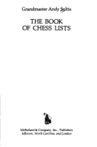 Cover of Book of Chess Lists