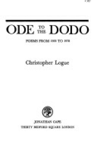 Cover of Ode to the Dodo