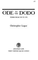 Book cover for Ode to the Dodo