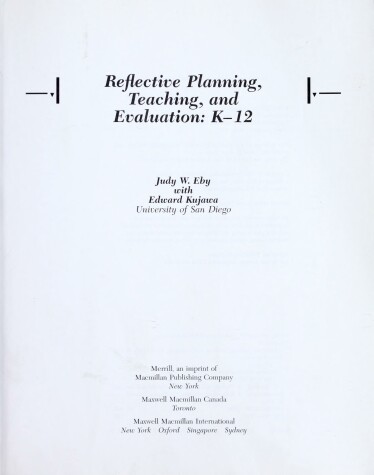 Book cover for Reflective Planning, Teaching, and Evaluation