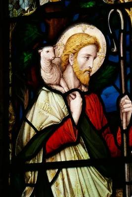 Book cover for A Stained Glass Window of Jesus Christ and a Lamb