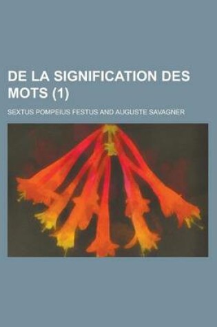 Cover of de La Signification Des Mots (1 )