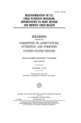 Cover of Reauthorization of U.S. child nutrition programs