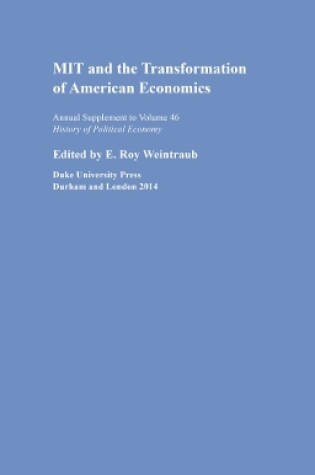 Cover of MIT and the Transformation of American Economics