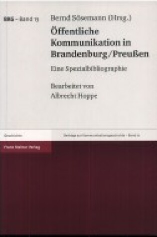 Cover of Offentliche Kommunikation in Brandenburg/Preussen