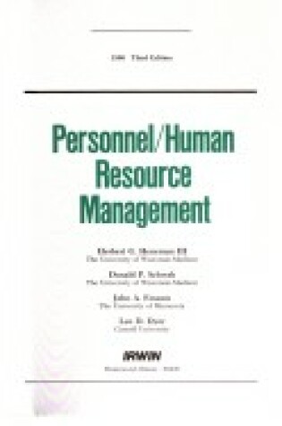 Cover of Personnel/Human Resource Management