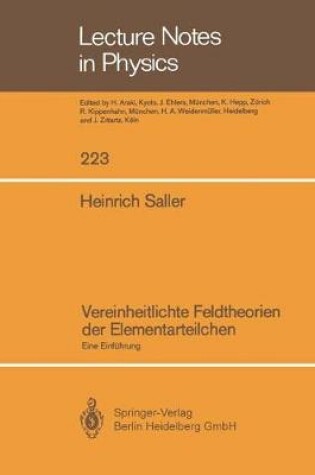 Cover of Vereinheitlichte Feldtheorien der Elementarteilchen