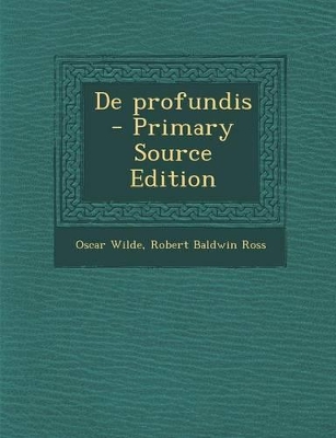 Book cover for de Profundis - Primary Source Edition