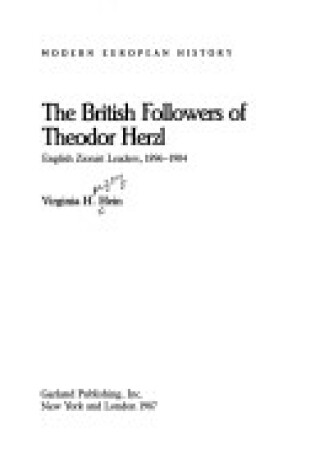 Cover of The British Followers of Theodor Herzl