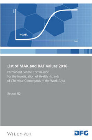 Cover of List of MAK and BAT Values 2016 – Maximum Concentrations and Biological Tolerance Values at at the Workplace. Permanent Commission for the I