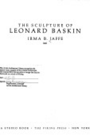 Cover of Sculpture of Leonard