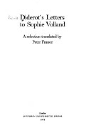 Cover of Letters to Sophie Volland