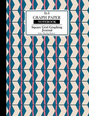 Book cover for 4x4 Graph Paper Notebook.Square Grid Graphing Journal. Lines Zig Zac Pattern