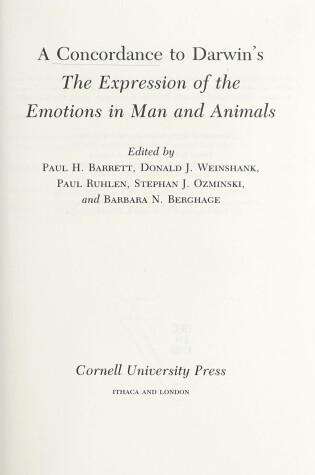 Cover of A Concordance to Darwin's "Expression of the Emotions in Man and Animals"