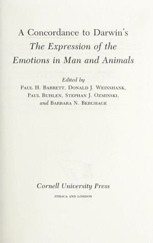 Cover of A Concordance to Darwin's "Expression of the Emotions in Man and Animals"