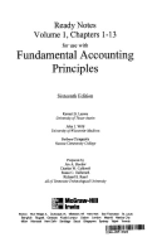 Cover of Ready Notes, Volume 1, Chapters 1-13 for Use with Fundamental Accounting Principles