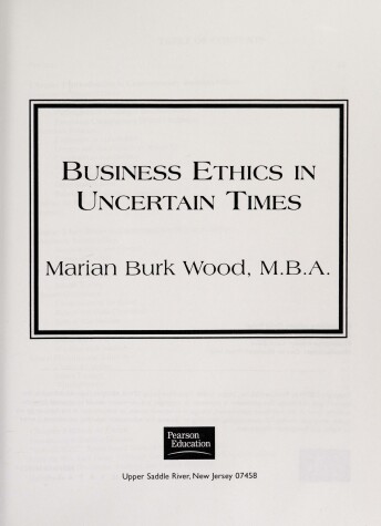 Book cover for Business Ethics In Uncertain Times