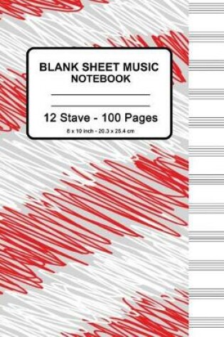 Cover of Blank Sheet Music Notebook - Red White Doodle