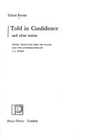 Cover of Told in Confidence and Other Stories