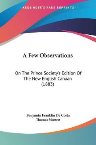 Cover of A Few Observations