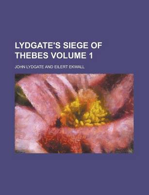 Book cover for Lydgate's Siege of Thebes