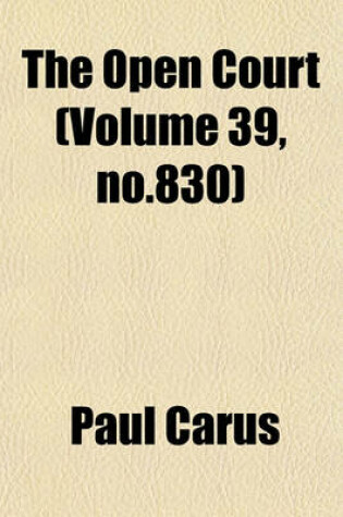 Cover of The Open Court (Volume 39, No.830)