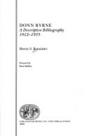 Cover of Donn Byrne Descrip Bib