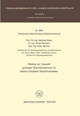 Book cover for Katalog Zur Auswahl Gunstiger Geometrieformen Fur Statisch Belastete Maschinenbetten