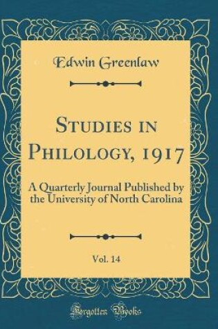 Cover of Studies in Philology, 1917, Vol. 14