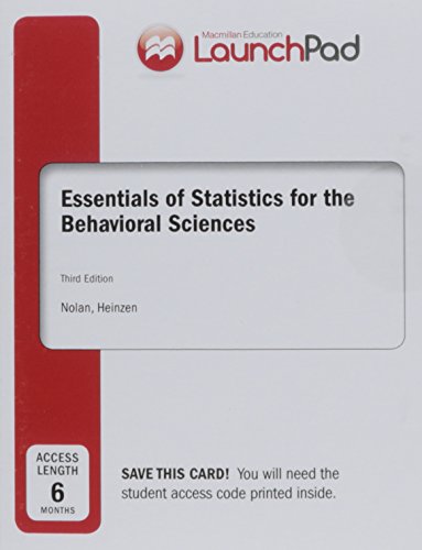 Book cover for Launchpad for Nolan's Essentials of Statistics for the Behavioral Sciences (1-Term Access)