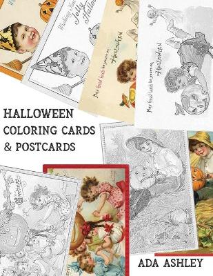 Book cover for Halloween Coloring Cards & Postcards