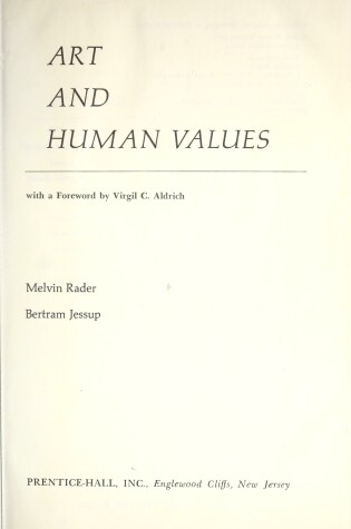 Cover of Art and Human Values