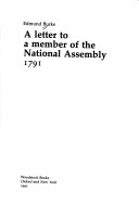 Book cover for Letter to a Member of the National Assembly