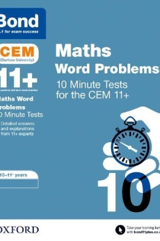 Cover of Bond 11+: CEM Maths Word Problems 10 Minute Tests: Ready for the 2024 exam