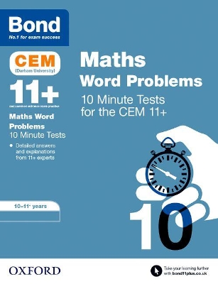 Book cover for Bond 11+: CEM Maths Word Problems 10 Minute Tests: Ready for the 2024 exam