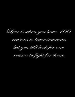 Book cover for Love is when you have 100 reasons to leave someone, but you still look for one reason to fight for them.