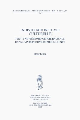 Cover of Individuation Et Vie Culturelle