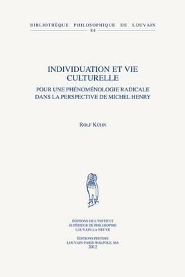 Book cover for Individuation Et Vie Culturelle