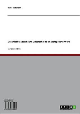 Book cover for Geschlechtsspezifische Unterschiede Im Erstspracherwerb