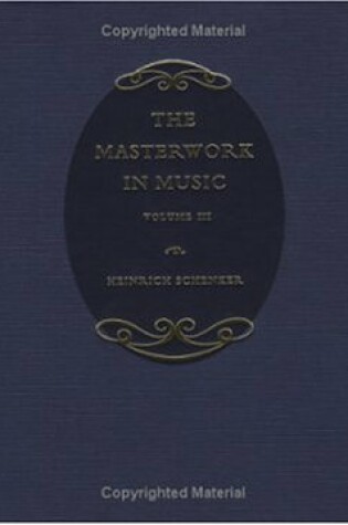 Cover of Schenker: The Masterwork in Music: Volume 3, 1930