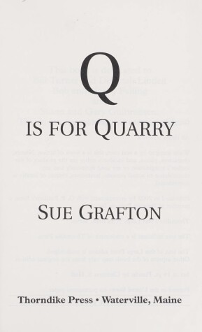 Q Is for Quarry by Sue Grafton