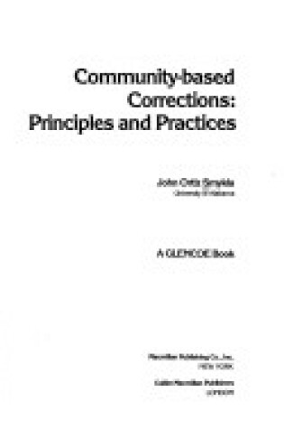 Cover of Community-Based Corrections