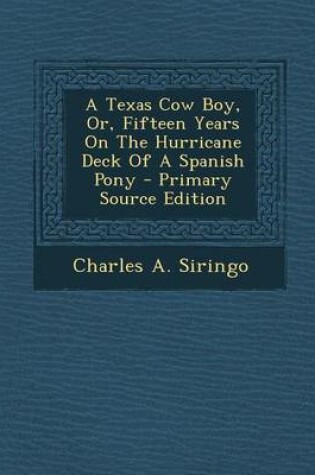 Cover of A Texas Cow Boy, Or, Fifteen Years on the Hurricane Deck of a Spanish Pony - Primary Source Edition